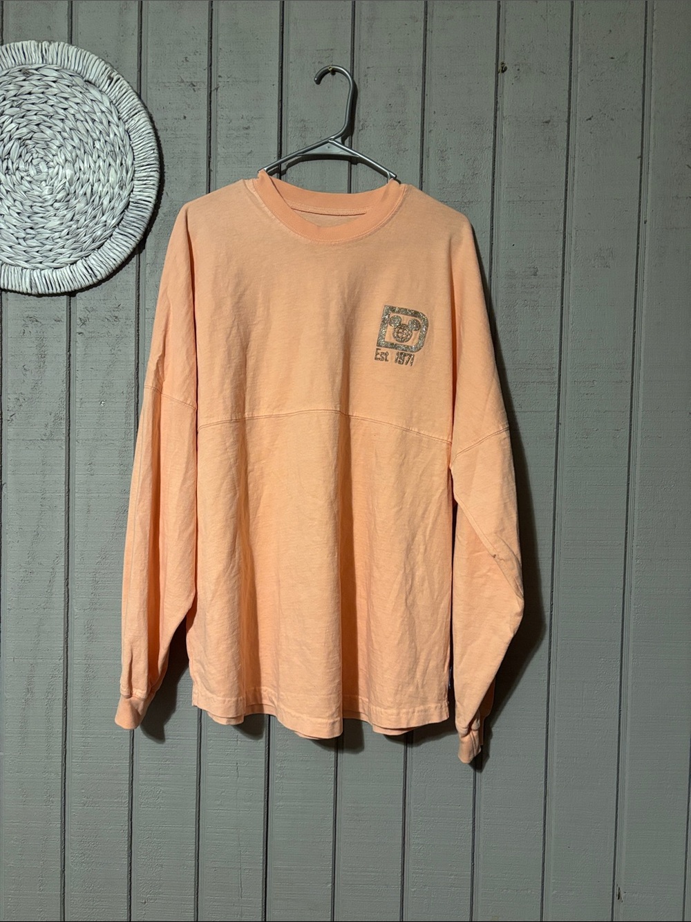 DisneyWorld Resort Peach Long Sleeve Crewneck Shirt with Chest Logo